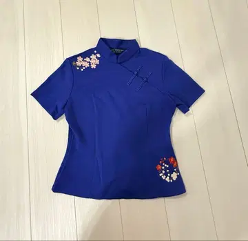 KEITA MARUYAMA 파란색 자수 반팔 셔츠