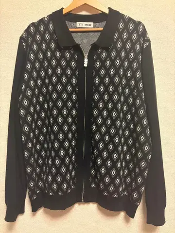 TTT MSW 23ss DIAMOND KNIT POLO BLACK L