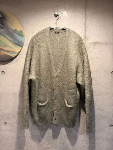 W.L.T 올리브 그레이 모헤어 가디건 L 사이즈