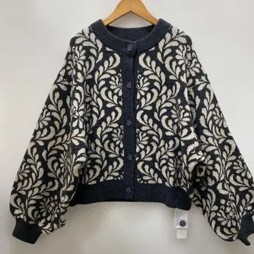 루피리안 BY.ENAVANT 잎 무늬 니트 크루 가디건 그레이 새상품