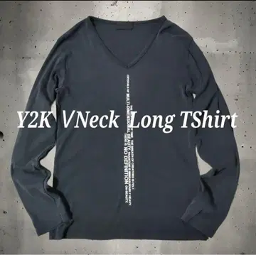 Y2KV넥 다크 네이비 긴팔티 오빠 계열 갸루
