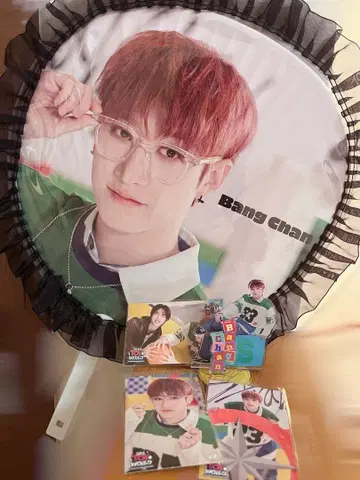 straykids 방찬 부채, 아크릴 스탠드, 트레이딩 카드 씰 세트