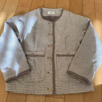 SNIDEL 노카라 자켓 베이지 체크