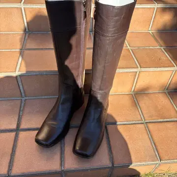 다크 브라운 가죽 롱 부츠