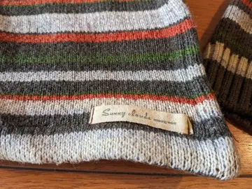 Sunny clouds 스트라이프 니트 모자 스톨 세트