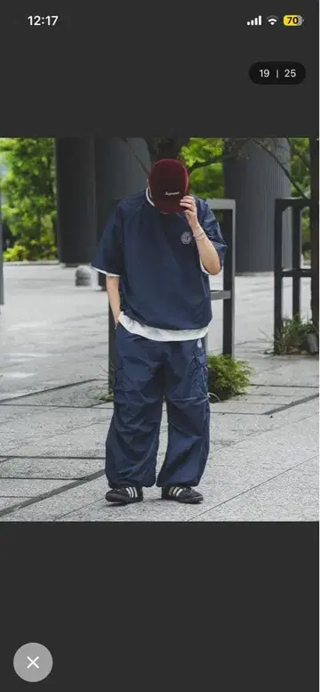 네이비 나일론 자켓 오버 사이즈 셋업