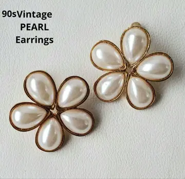 90s 빈티지 빈티지 펄 플라워 귀찌 주얼리