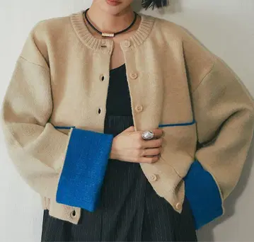 LIAN 알파카 터치 바이컬러 가디건