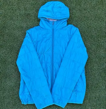 올드 유니클로 드로우 코드 포함 파랑 퍼프 다운 자켓