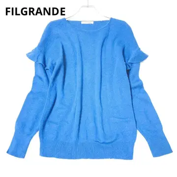 필그랑데 긴팔 니트 스웨터 울 혼방 프릴 포인트 컬러 M 성숙 캐주얼