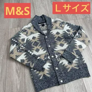 [ M&S ] 네이티브 무늬 숄카라 가디건 콘초 버튼 아메카지