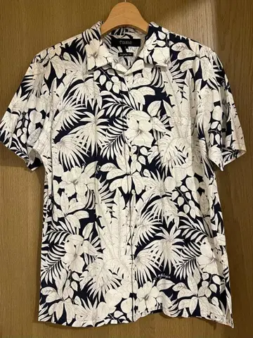 PAIKAJI 알로하 셔츠 L 네이비/화이트