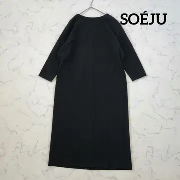 컨디션 최상 소쥬 울라이크 9부 소매 롱 원피스 L 블랙