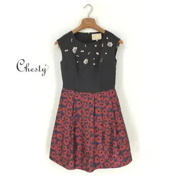 B0124/컨디션 최상 Chesty 체스티 꽃무늬 올 패턴 비쥬 장식