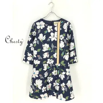 B0126/새상품급 Chesty 체스티 새틴 광택 꽃무늬 올 패턴 긴팔