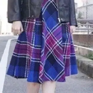 [ SNIDEL ] 스나이델 로빙 체크 미디 스커트/블루