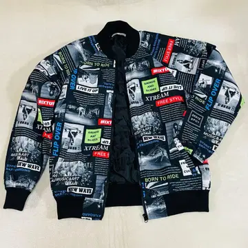 Creation Cube 올 패턴 전사 프린트 블루종 자켓 M 사이즈