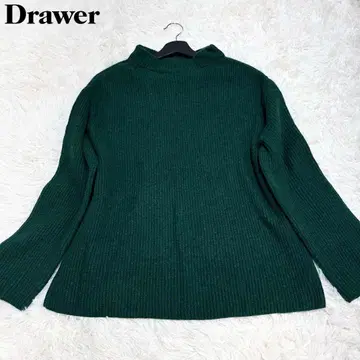 새상품급 Drawer 울 캐시미어 9G 하찌 크루넥 니트 그린 1호