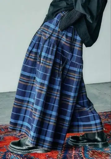 니코앤드 코튼 염축 체크 팬츠 네이비 체크