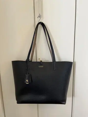 블랙 가죽 토트백 리버서블 랄프 로렌