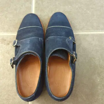 레가메 네이비 스웨이드 더블 몽크 슈즈