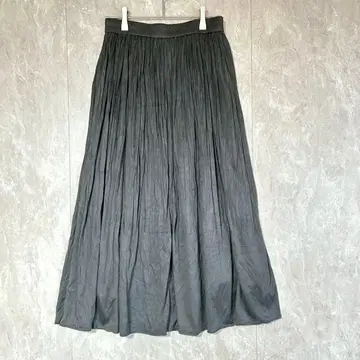 [언타이틀] 롱 플리츠 스커트 1 그레이 허리밴딩 신축성 있음
