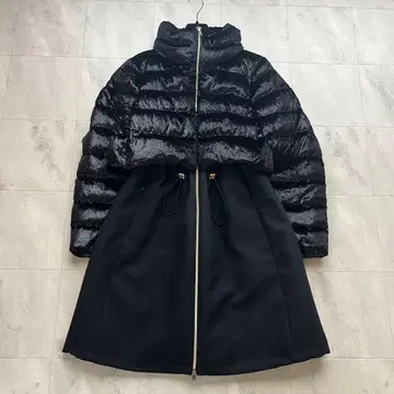 새상품급 헤르노 빅 사이즈 50 5XL 라메 절개 다운 코트 롱 블랙