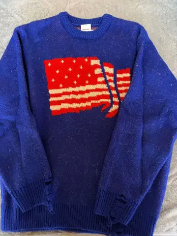 WISH FOREVER 미국 국기 디자인 니트 스웨터 L
