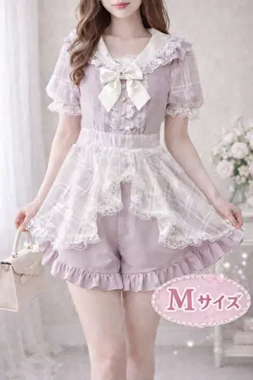 [ 새상품급 ] NOEMIE 시어 체크 리본 세일러 셋업 핑크 M 양산