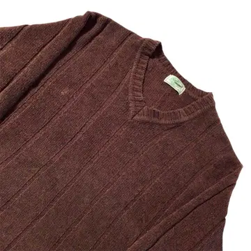 crocodile V넥 니트 스웨터 브라운 M 빈티지