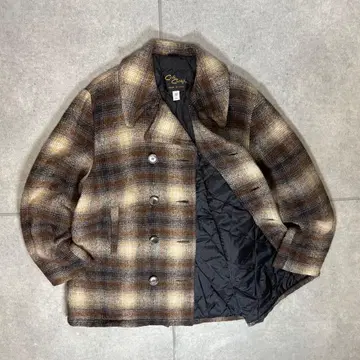 Cal Craft 피코트 USA제 90s 옴브레 체크 퀼팅