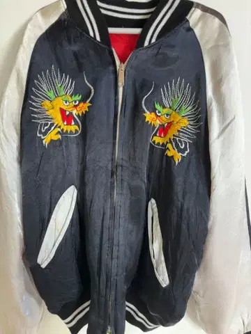 60~70s 빈티지 스카잔 용 블랙 수베니어 자켓 50s