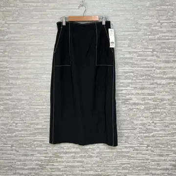 벨메종 화이트 스티치 블랙 타이트 스커트 M 택 포함 새상품