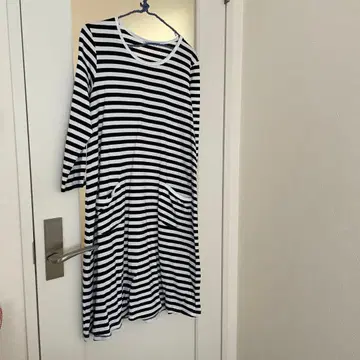 marimekko 보더 7부 소매 원피스