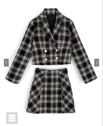 GRL 숏 기장 자켓 미니 스커트 체크 무늬 트위드 셋업 ta091