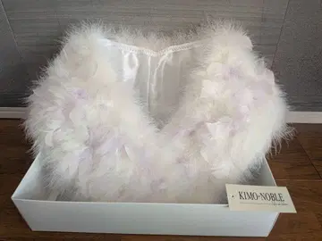 KIMO-NOBLE 화이트 연보라 기모노 숄