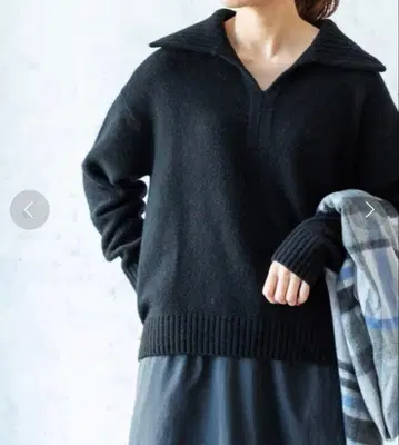 IENA 카라 부착 포근한 울 캐시미어 니트 블랙