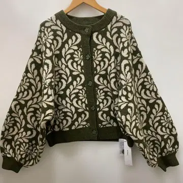 루피리안 BY.ENAVANT 잎 무늬 니트 크루 가디건 카키 새상품