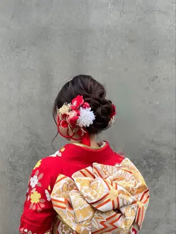 일본 의류 머리 장식 세트 빨간색