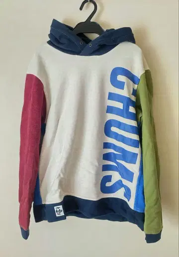 CHUMS 멀티 컬러 후드 부착 후드티 S