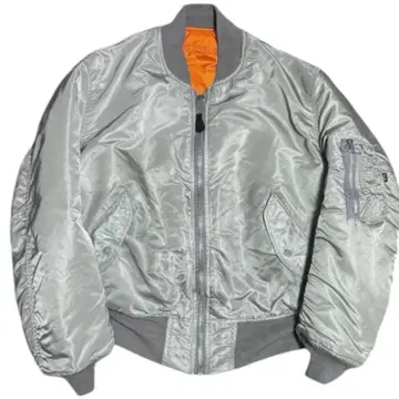 희귀 색상 실버 ALPHA 90s USA 제조 빈티지 봄버 자켓 L