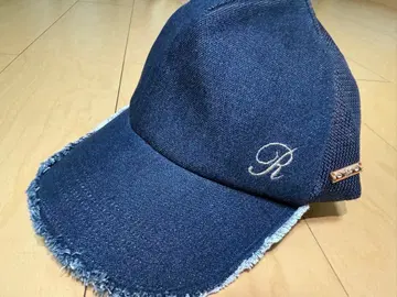 데님 프린지 캡 R 자수 포함