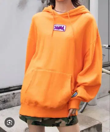 엑스걸 후드 부착 후드티 오렌지