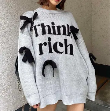 SPIRALGIRL 리본 모티브 자카드 니트