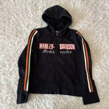 할리데이비슨 지퍼 후드티 블랙 오렌지 라인 S 사이즈