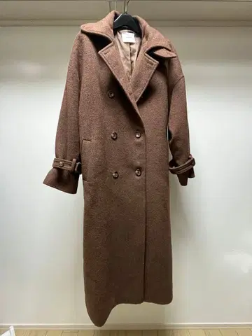 MURUA 브라운 더블 브레스트 롱 코트