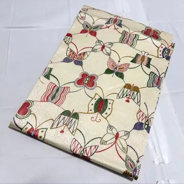 A 기모노 휴식 나비 무늬 옅은 연한 순수 실크 전통 나고야 오비 O52