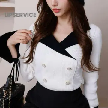 LIP SERVICE 립서비스 바이컬러 클래시컬 니트