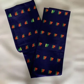 기하학 패턴 네이비 울 기모노 앙상블