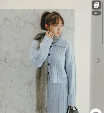 스팽글 라메 니트 셋업